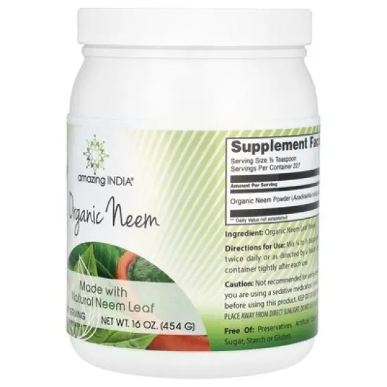 Amazing India USDA Certified Organic Neem Powder (Non-GMO) 16oz - Promotes Blood Purification, Healthy Immunity & Healthy Skin image {3}