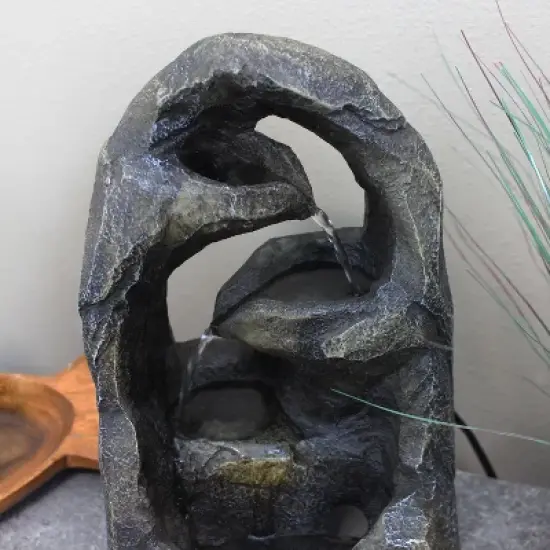 Sunnydaze Indoor Home Office Decorative Resin Cavernous Rock Tiers Tabletop Water Fountain Feature - 12" image {5}