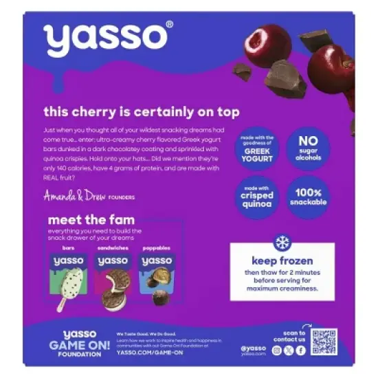 Yasso Frozen Greek Yogurt Cherry Chocolate Crunch - 10.6 fl oz/4ct image {2}