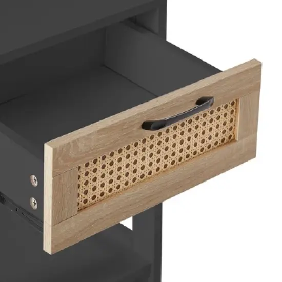 15.75" Rattan Night Stands With Drawer Bedside End Table For Small Space image {4}