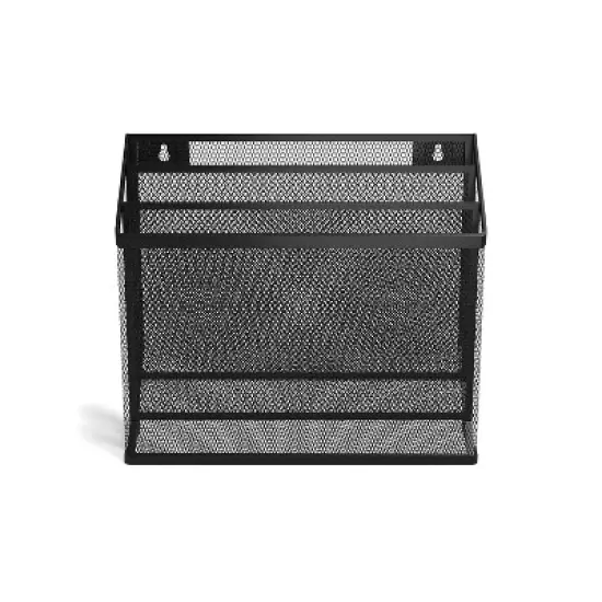 MyOfficeInnovations 3 Compartment Wire Mesh File Organizer Matte Black 24402448 image {4}