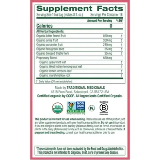 Traditional Medicinals Organic Mother's Milk Herbal Tea - 16ct image {3}