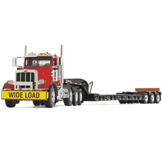 Peterbilt 367 Day Cab Cola Red and Talbert 55SA Tri-Axle Lowboy Trailer Black 1/50 Diecast Model by First Gear image {1}