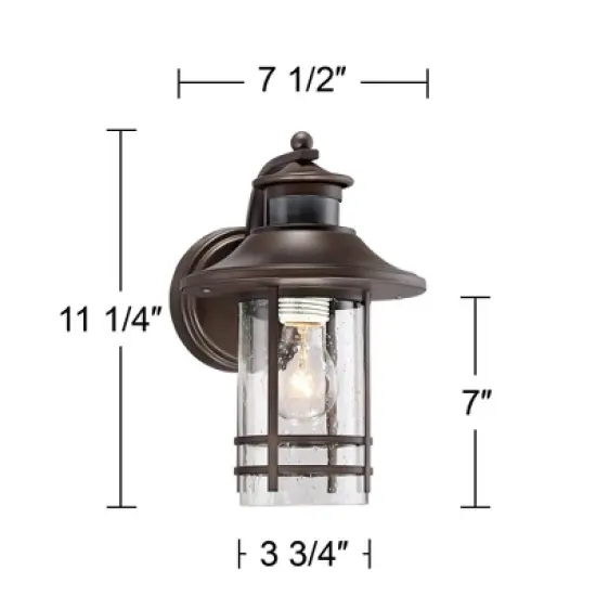 John Timberland Galt Outdoor Mission Wall Light Fixture Oil Rubbed Bronze Motion Sensor Dusk to Dawn 11 1/4" Seedy Glass for Post Exterior Barn Deck image {6}