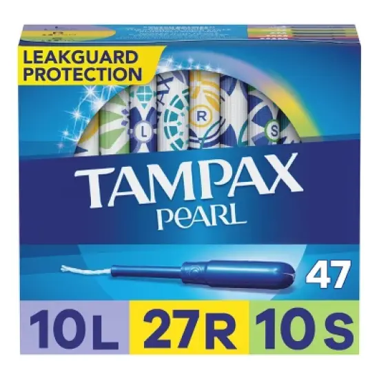 Tampax Pearl Tampons Trio Pack with Plastic Applicator and LeakGuard Braid - Light/Regular/Super Absorbency - Unscented image {11}