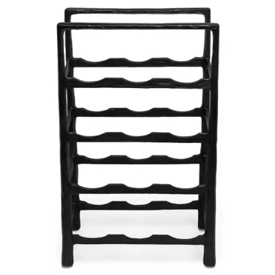 BIRDROCK HOME 12 Bottle Rack - Free Standing Stand - Kitchen Countertop - Black Forged Metal - Vertical Shelf Storage Cabinet - Holder image {4}