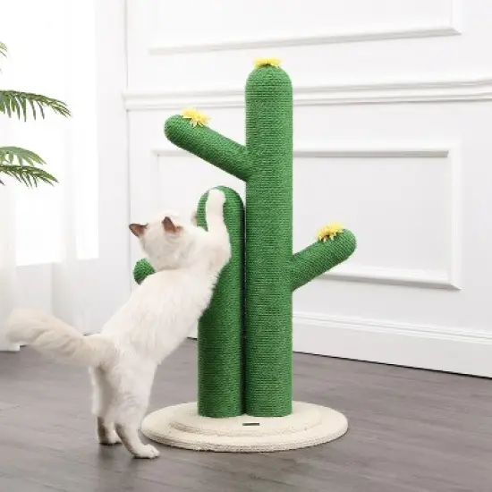 Socorro Modern Jute Double-Cactus Cat Scratching Post with Flower Toys image {6}