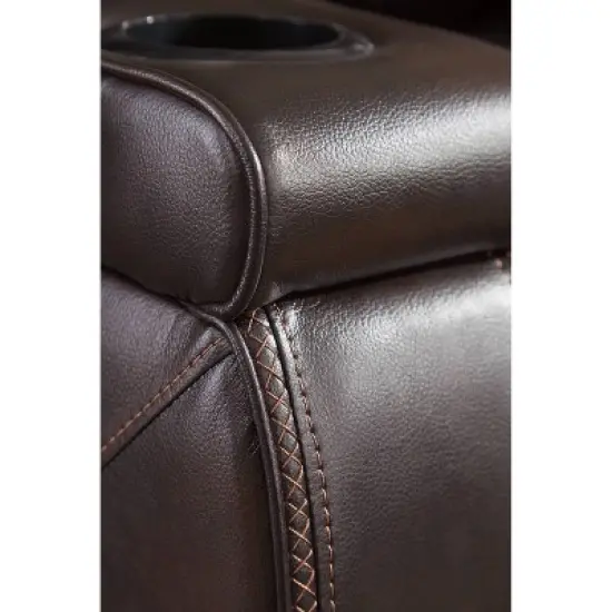 Warnerton Power Recliner Sofa with Adjustable Headrest Chocolate - Signature Design by Ashley image {4}