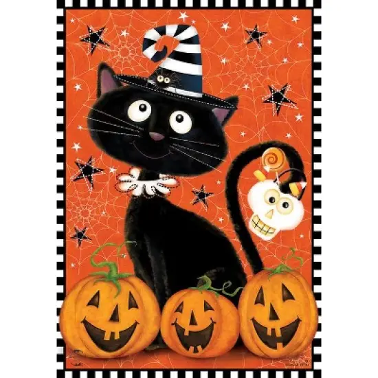 Briarwood Lane House Flag 40x28 For Outdoor Black Kitty Halloween For Halloween House Flag image {2}