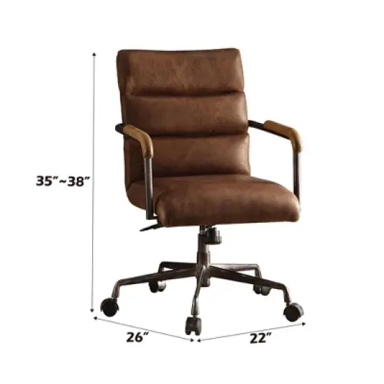 PAGED Retro Office Chair Height Adjustable Gaming Chair with Lift Seat, High Backrest, Wooden Armrest for Living Room, Home Office image {4}