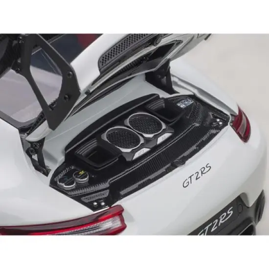 Porsche 911 (991.2) GT2 RS Weissach Package White with Carbon Stripes 1/18 Model Car by Autoart image {4}