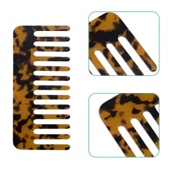 Unique Bargains Anti-Static Hair Comb Wide Tooth for Thick Curly Hair Hair Care Detangling Comb For Wet and Dry Dark 2.5mm Thick Brown 2 Pcs image {2}