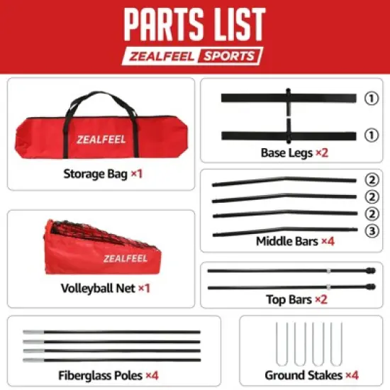 Portable Volleyball Net Set &ndash; 12/20ft
 Adjustable Height with Carry Bag for Backyard & Training image {7}