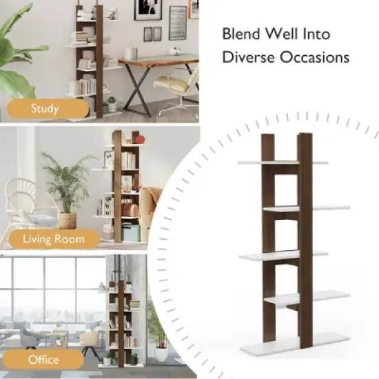 Costway 5-Tier Bookshelf Freestanding Storage Shelf Tree Bookshelf Room Divider image {7}