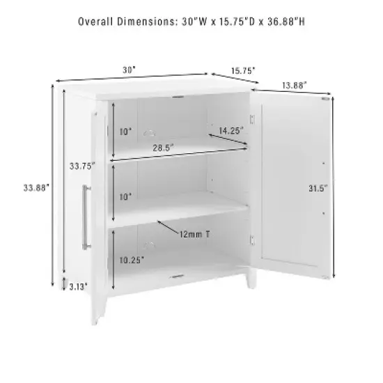 Crosley 36" Roarke Stackable Kitchen Pantry Storage Cabinet White image {9}