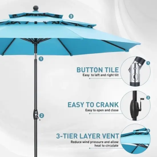 Ainfox 10ft  3-Tier Vented Beach Umbrella image {3}