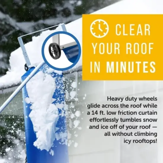 Maplefield Adjustable Roof Snow Rake with Curtain - Great for Clearing Snowy Roofs - Includes Storage Strap (30ft Length) image {2}