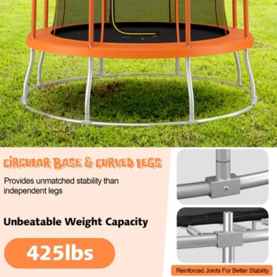 Infans 10FT Recreation Trampoline W/Exclusive Flower Shape Enclosure Net image {5}