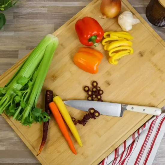 MegaChef Bamboo 24 x 18 Inch Large Cutting, Prep and Serving Board image {2}