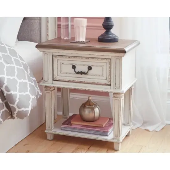 Realyn One Drawer Nightstand Chipped - Signature Design by Ashley image {1}