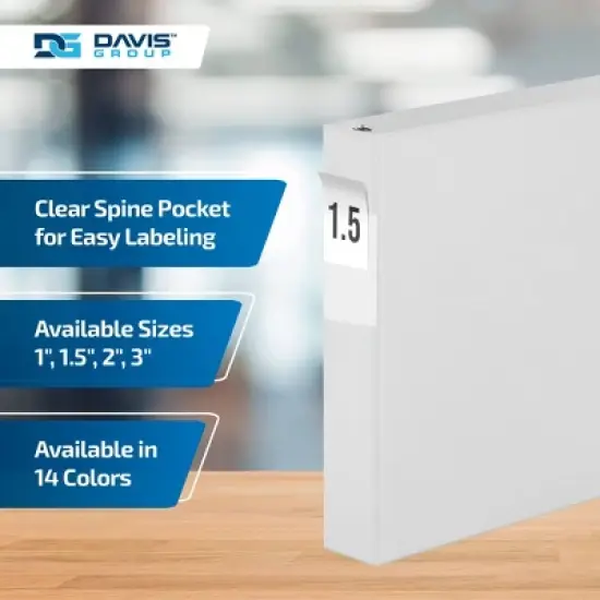 Davis Group 6pk 1.5" Premium Economy Angled D-Ring Binder White: 350 Sheet Capacity, Hard Cover, 2 Pockets, Polypropylene image {4}