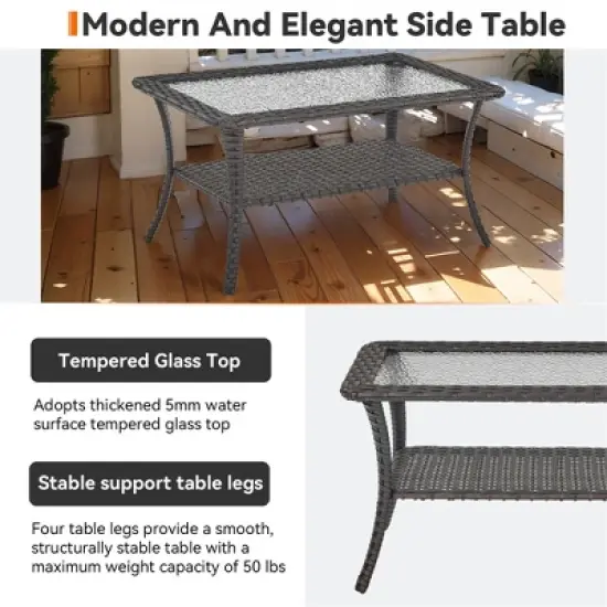 Gymojoy Outdoor Sofa Table with Swivel Chairs Gilder Chairs Patio Funiture Set image {12}