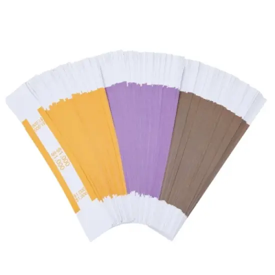 Paper Junkie 300-Pack Money Bands for Cash, Self-Adhesive Assorted Labels 1000, 2000, 5000, Bill Wrappers 3 ABA Standard Colors image {6}