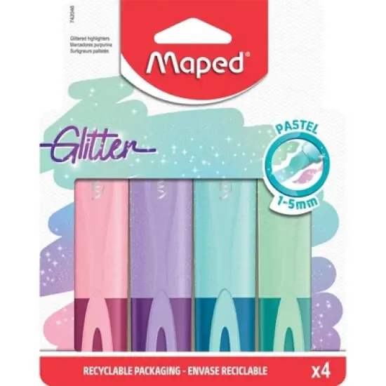 Maped 4pk Fluo Peps Classic Pastel Glitter Highlighters image {4}