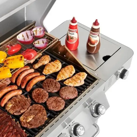 4-Burner Propane Stainless Steel Gas Grill with ClearView Lid Model 41847NG - Monument Grills image {7}