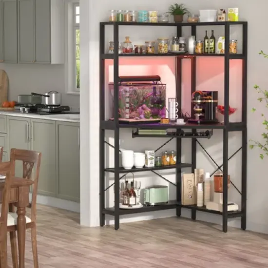 Aheaplus Corner Computer Desk with Hutch, Gaming Desk with Keyboard Tray for Home Office image {6}