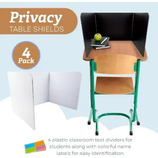 4E's Novelty 4ct Desk Dividers in Black & White &ndash; Privacy Folders for Students, Classroom Essentials for Teachers image {4}