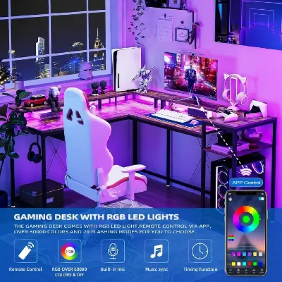 L Shaped Gaming Desk, Home Office Desk with File Drawer, 68" Computer Desk image {3}