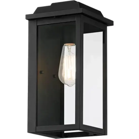 John Timberland Eastcrest Modern Outdoor Wall Light Fixture Textured Black 14" Clear Glass Panels for Post Exterior Barn Deck House Porch Yard Patio image {4}