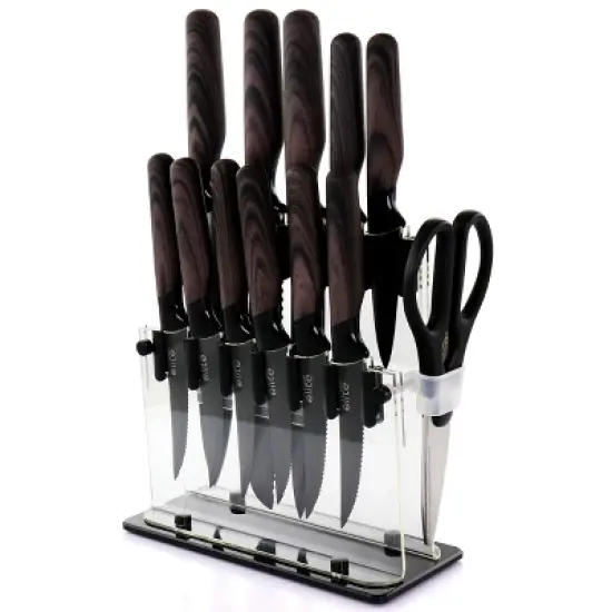 Gibson Soho Lounge 13 Piece Cutlery Set with Acrylic Knife Stand in Brown image {2}