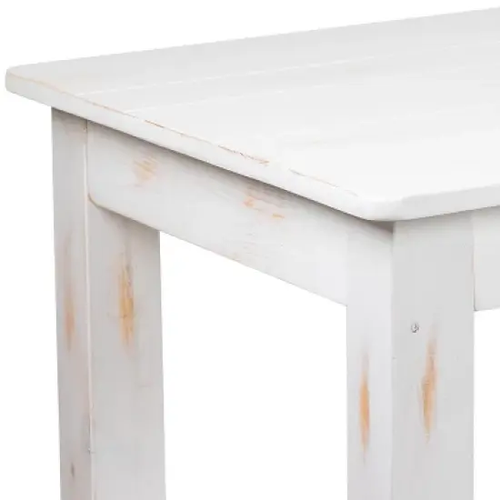 Emma and Oliver 46" x 30" Rectangular Antique Rustic Solid Pine Farm Dining Table image {8}