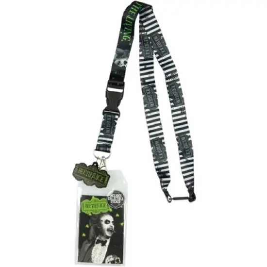Beetlejuice Never Trust The Living Lanyard ID Holder, Rubber Charm And Sticker image {4}