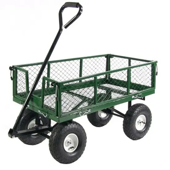 Sunnydaze Outdoor Lawn and Garden Heavy-Duty Durable Steel Mesh Utility Wagon Cart with Removable Sides image {14}