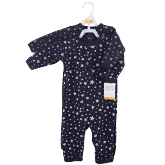 Hudson Baby Infant Premium Quilted Coveralls 2pk, Metallic Stars image {1}