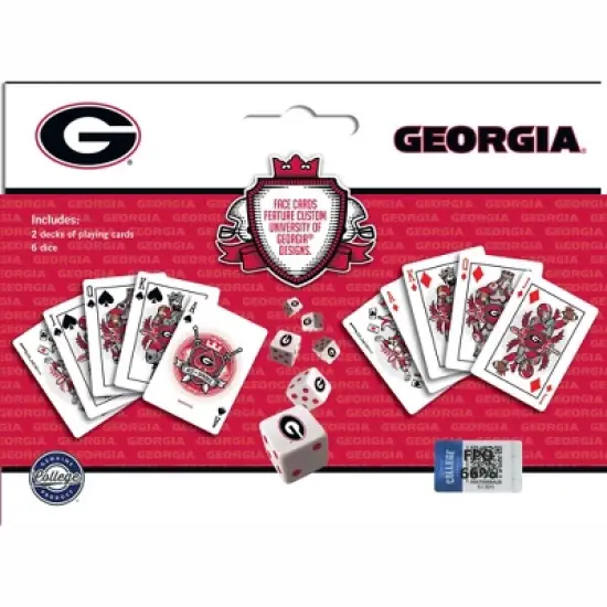 MasterPieces Officially Licensed NCAA Georgia Bulldogs 2-Pack Playing cards & Dice set for Adults image {3}