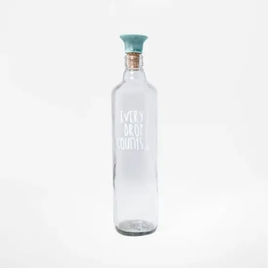 Drop Glass Water Bottle with Ceramic Stopper-750 ML image {2}