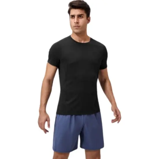 Anna-Kaci Active Men's Performance Crew Neck Athletic T-Shirt with Subtle Hex Pattern and Moisture-Wicking Fabric image {2}