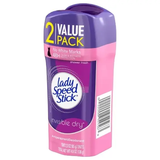 Lady Speed Stick Invisible Dry Solid Antiperspirant & Deodorant - Shower Fresh - 2.3oz/2pk image {2}