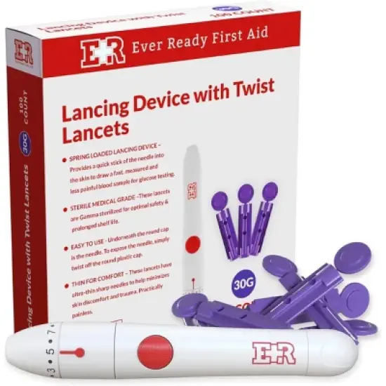 Lancing Device with 100 Twist Lancets, 30 Gauge &ndash; Diabetic Blood Glucose Testing Supplies image {5}