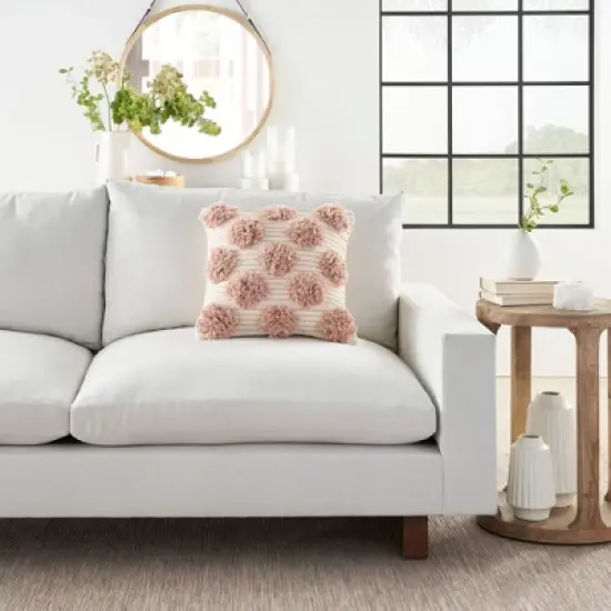 18"x18" Life Styles Tufted Pom Poms Square Throw Pillow - Mina Victory image {4}