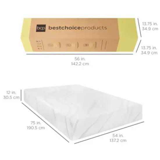 Best Choice Products 12in 2-Layer Medium-Firm Bamboo Charcoal Gel & Green Tea Infused Memory Foam Mattress image {6}