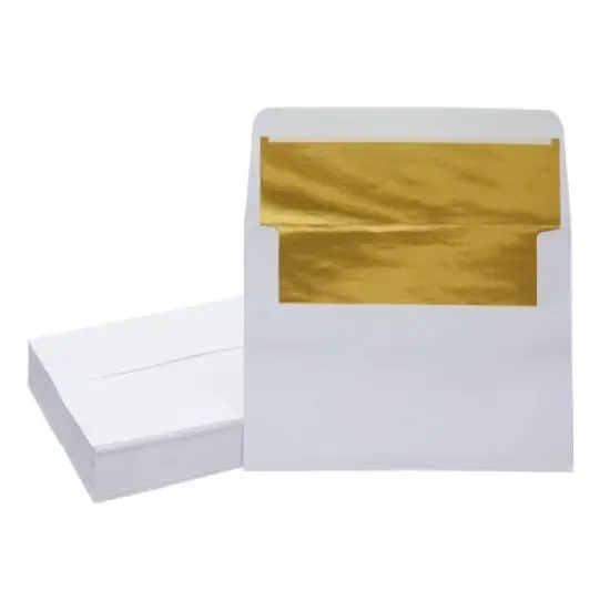 Best Paper Greetings 50 Pack A7 Gold Foil Lined Invitation Envelopes for Wedding, Graduation Party, Bridal Shower, White, 5 x 7 in image {8}