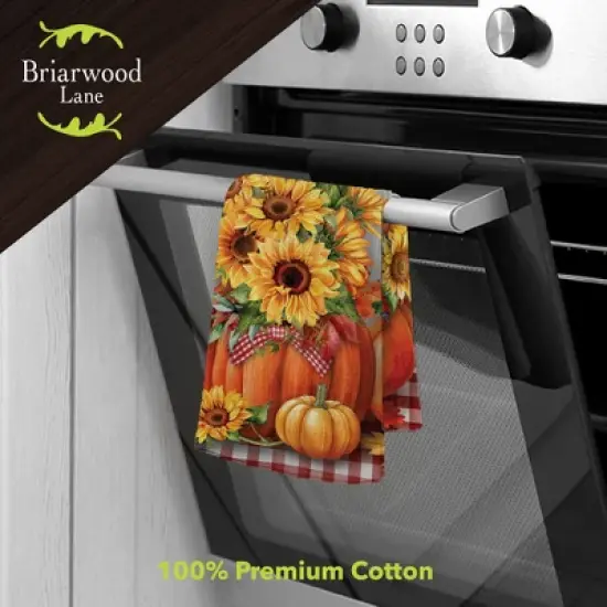 Briarwood Lane Fall Hand Towel 26x18 Sunflowers in Pumpkins For Fall Hand Towel image {1}