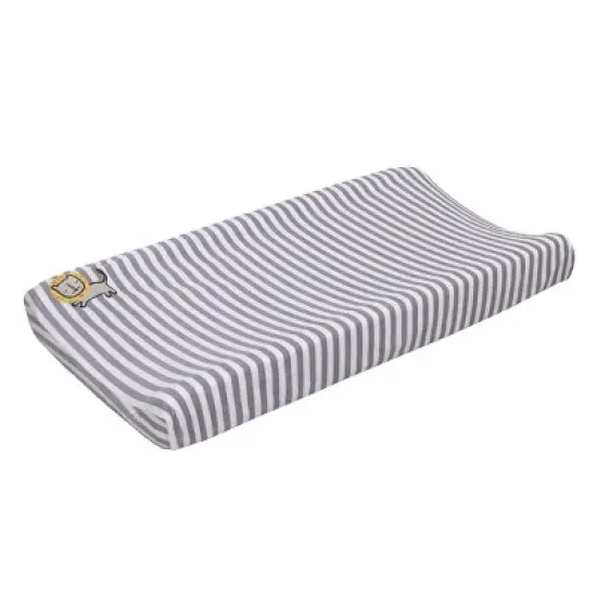 Little Love by NoJo Roarsome Lion - Grey, White Stripe Plush Changing Pad Cover with Yellow Lion Applique image {3}