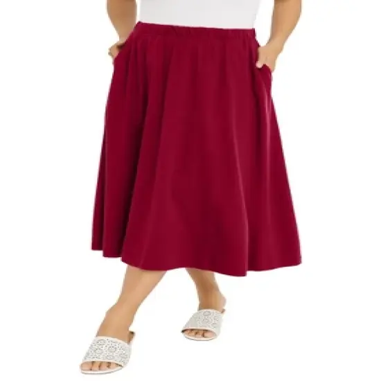 Jessica London Women&rsquo;s Plus Size Soft Ease Midi Skirt image {9}
