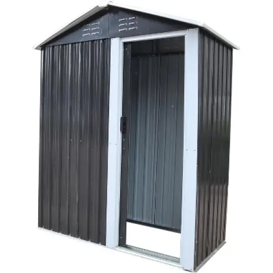 3x5 FT Outdoor Storage Shed, Waterproof Garden Cabinet with Sturdy Black Frame, Detachable Design for Easy Assembly, Perfect for Tools & Equipment image {5}